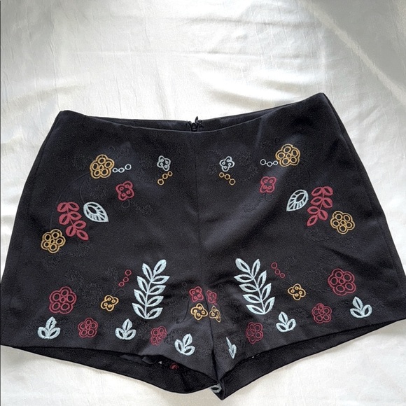 JOA Anthropologie Boho Embroidered Black Shorts 3” Inseam Rear Zip Lined Sz L - Picture 3 of 15